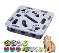 Cat Scratch Puzzle Enrichment Box, Funny Cat Scratch Puzzle Enrichment Box for Indoor Cats Self Play, Interactive Nail File Scratch with 3 Bell Balls, Scratching & Hunting Fun (Gray,Square)