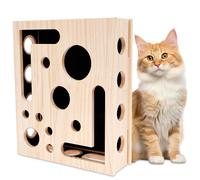 Cat Scratch Puzzle Enrichment Box, Interactive Cat Nail File Scratch Enrichment Box for Kitten Wooden Toy Sandpaper Inside for Indoor Cats Scratching,Interactive Cats Puzzle Toy