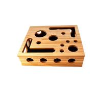 Cat Scratch Puzzle Enrichment Box, Interactive Cat Nail File Scratch Enrichment Box for Kitten, Wooden Toy Box Sandpaper Inside for Indoor Cats Scratching