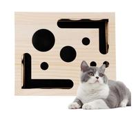 Cat Scratch Puzzle Enrichment Box, Interactive Cat Puzzle Toy Cat Nail File Scratcher with Sandpaper Inside, Wooden Maze Toy Mental Stimulation Scratch Box for Indoor Cats, 30×25×8cm