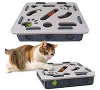Cat Scratch Puzzle Enrichment Box, Interactive Felt Maze Game Box for Scratching Hunting Play, Soft on Paws Cat Nail File Scratch with 3 Bell Balls, Indoor Cats Toys Puzzle Boxs-A-03