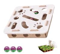 Cat Scratch Puzzle Enrichment Box, Interactive Felt Maze Toy With Bell Balls For Indoor Cats, Self-Play Nail File Scratch To Stimulate Energy & Hunting Instincts(Square white)