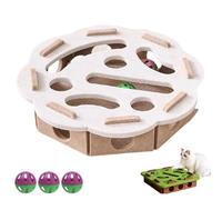 Cat Scratch Puzzle Enrichment Box, Interactive Felt Maze Toy With Bell Balls For Indoor Cats, Self-Play Nail File Scratch To Stimulate Energy & Hunting Instincts(Round white)