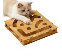 Cat Scratch Puzzle Enrichment Box, Interactive Maze Toy for Indoor Cat, Cats Nail File Scratcher Toy with 2 Bell Ball, Stress Free Alternative To Clippers and Grinders, Play Stress Relief