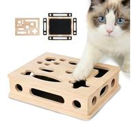 Cat Scratch Puzzle Enrichment Box, Large Solid Wood Cat Nail File Box for Indoor Cats, Interactive Cat Nail File Toy with Sandpaper - Stress-Free Claw Care Alternative (No Bell Ball)(Standard)