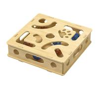 Cat Scratch Puzzle Enrichment Box, Nail File Stress Complimentary Alternative to Clippers and Grinders, Interactive Cat Toy Puzzle Toys with 2 Balls for Indoor Cats