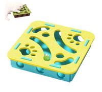 Cat Scratch Puzzle Enrichment Box,Purrmaze-Cat Scratch Puzzle Enrichment Box,Interactive Toy for Indoor Cats,with Bell for Indoor Cats Scratching & Hunting Mental Felt Maze (Blue Square)