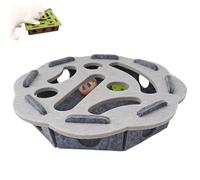 Cat Scratch Puzzle Enrichment Box,Purrmaze-Cat Scratch Puzzle Enrichment Box,Interactive Toy for Indoor Cats,with Bell for Indoor Cats Scratching & Hunting Mental Felt Maze (Gray Round)