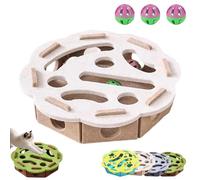 Cat Scratch Puzzle Enrichment Box, Puzzle Felt Maze Box, Cats Nail File Scratcher, Cat Nail File Enrichment Box with 3 Track Balls, for Indoor Cats Scratching, Stimulate Kittern Energy (White)