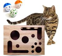 Cat Scratch Puzzle Enrichment Box With 3 Bell Ball, Stress Free Alternative To Clippers And Grinders, Interactive Maze Toy For Indoor Cat, Safe Sandpaper For Claw Care