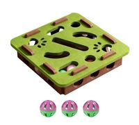 Cat Scratch Puzzle Enrichment Box with 3 Bell Balls Cat Puzzle Maze Holes Toys Felt Box Kitten Nail File Scratcher Mental Felt Maze for Indoor