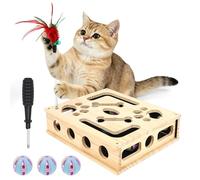 Cat Scratch Puzzle Enrichment Box, with Sandpaper Inside Toy Balls, Large Solid Wood Interactive Cat Nail File Box Toy, Stress-Free Claw Care Alternative, for Indoor Cats Scratching
