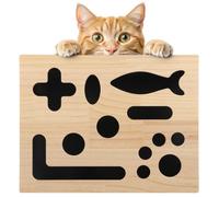 Cat Scratch Puzzle Enrichment Box, Wooden Cat Nail File Enrichment Box with Sandpaper Liner for Indoor Kitten Claw Care