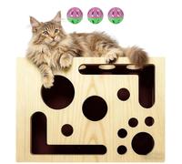 Cat Scratch Puzzle Enrichment Box, Wooden Interactive Toy, Cat Scratch Puzzle Box With Bell Ball And Inner Sandpaper, Stress-Free Nail Filing Alternative