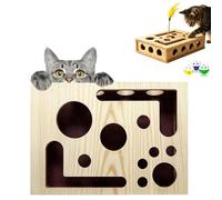 Cat Scratch Puzzle Enrichment Box, Wooden Nail File with Sandpaper Inside and Bell Ball, Cat Claw Saver/Alternative to Clippers and Grinders, for Indoor Cats Scratching