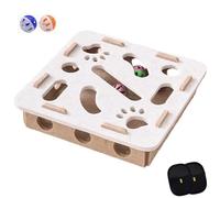 Cat Scratch Puzzle Enrichment Toy, Cat Nail File Enrichment Box, with Bell Ball & Sandpaper Inside, Easily Disassembled, Thickened board, for a Cats That Hates Having Its Nails Trimmed (3)