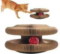 Cat Scratch Toy Cardboard Cat Toy Corrugated Cats Tool Foldable Pet Scratch Board With Ball Kitty Scratching Post Pet Ball Track Toys Pets Accordion Toys Animal Scratcher Cardboard