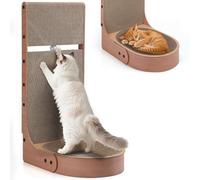 Cat Scratcher, 2 in 1 Multifunctional 26.8 Inch L Shape Cat Scratch Pad Wall Mounted with Oval Cat Bed Bowl and Built-in Catnip Toy Balls for Indoor Cats (1 PCS Cat Scratcher Include Catnip Toy Balls)