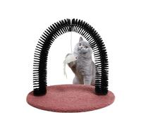 Cat Scratcher - 36cm Grooming Arch with PVC Bristles | Velvet Self Groomer Massager Kit on Wood Base | Hair Remover for Shedding | Comfort Tool for Cats and Rabbits Cleaning Care