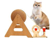 Cat Scratcher Ball - Cat Scratching Board - Hand-Cranked Built-In LED Light Interactive Kitten Toy for Boredom Indoor Outdoor House Living Room Window Patio Apartment Family Birthday