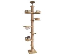 Cat Scratcher Bed, Cat Scratcher Floor to Ceiling Cat Tree for Large Cats, Multi-Function Tower, Soats, Multi-Function Tower, Soft Flannel Hammock, Sisal Bed, Wooden Cat Scratching Post Cat