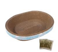 Cat Scratcher Board, Kitten Cardboard Scraper, Oval Wavy Scratch Block, Pet Toy, Kitten Scratcher, Weast Resistant, with Cat Minister for Indoor Use