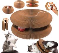 Cat Scratcher Board Toy, Upgraded Magnets & Durable High-Density Cardboard For Stability, Eco-Friendly, Round Cat Scratcher, Interactive Indoor Playboard