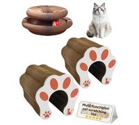 Cat Scratcher Board Toys,Interactive Magic Organ Bell Ball Track,Bored Kitty Indoor Cardboard Gifts,Round Pet Paw Scratch Pad,No Posts Puzzle Tree Tower Bed House (2pcs)