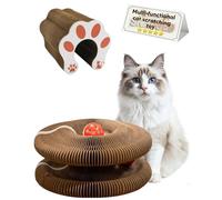 Cat Scratcher Board Toys,Interactive Magic Organ Bell Ball Track,Bored Kitty Indoor Cardboard Gifts,Round Pet Paw Scratch Pad,No Posts Puzzle Tree Tower Bed House (1pc)