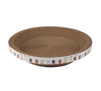 Cat Scratcher Bowl Bed - Corrugated Cardboard Round Pad, Recyclable Thick Paper Mat, Feline Scratcher Bed Kitten Furniture, Cooling and Respected (L)