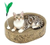Cat Scratcher Cardboard 2in1 Oval Cat Scratcher Bed for Indoor Cats Cat Scratch Pad Bowl with Scratching Toy Corrugated Lounge Bed&Furniture Protector &Training Toy XL