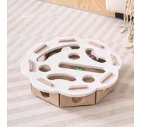 Cat Scratcher,Cardboard Cat Scratchers,Cardboard Activity Boxs and Play Puzzle Enrichment Box,with Bell for Scratching and Hunting Mental Felt Maze,Fun DIY Entertainment Durable 3 in 1 Toy (E)