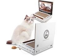 Cat Scratcher Laptop Computer with Fluffy 'Mouse' Interactive Toys, Paw Over Social Media & Catch up on The Mews, Kitten Toys & Cat Scratch Pads