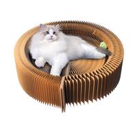 Cat Scratcher Lounge Bed, Collapsible Magic Organ Cardboard Cat Bed, Round Cat Scratching Bed Nest for Indoor Big Large Kitty Kitten Cats