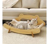 Cat Scratcher Lounge Bed for Large Indoor Cats - Natural Sisal Rope & Wooden Frame Scratch Pad, Durable Recliner Chair, Stylish Fluffy Cat Couch & 2-in-1 Play Lounger Furniture (X-Large)