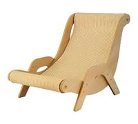 Cat Scratcher Lounge Chair, Large Wide Wood Pattern Bed with Wood Frame, Sisal Covered Couch for Spine Support, Modern Beige Cat Bed for All Seasons