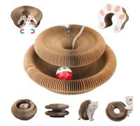 Cat Scratcher, Magic Organ Cat Interactive Scratcher Cardboard with Bell Ball,C Foldable & Changeable Accordion Shape Exercise Anxiety Relief for Indoor Cats