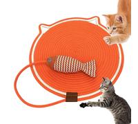 Cat Scratcher Mat, 42cm/50cm Cat Scratch Mats, Cat Scratching Board with Toy, Cat Floor Scratching Pad Rug, Cat Scratching Board, Sturdy Cotton Rope Cat Scratcher Non-Slip for Cat Lovers