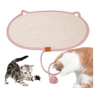 Cat Scratcher Mat - Cotton Linen Natural Interactive Anti-Slip Mat with Ball | Cat Scratching Pads - for Boredom Mental Stimulation Home Indoor Family Time Living Room Travel