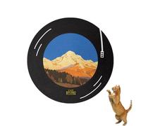 Cat Scratcher Pad, Self Adhesive Wall Mount Cat Claw Board with 360° Rotation Base Vinyl Record Shape Cats Interactive Toy for Small Medium Cats