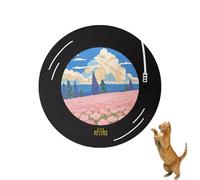Cat Scratcher Pad, Self Adhesive Wall Mount Cat Claw Board with 360° Rotation Base Vinyl Record Shape Cats Interactive Toy for Small Medium Cats