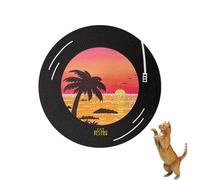 Cat Scratcher Pad, Self Adhesive Wall Mount Cat Claw Board with 360° Rotation Base Vinyl Record Shape Cats Interactive Toy for Small Medium Cats