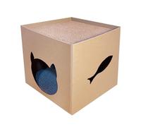 Cat Scratcher Play House - Shelter Cat Corrugated Cardboard | Indoor Cat Hideaway with Scratch Platform, DIY Cat Box Enclosure for Playing Scratching Sleep, Eco Toy Gift