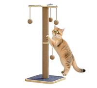 Cat Scratcher, Scratch Tower, Kitten Toy, Tall Sisal Post, Interactive Climbing Enrichment with Hanging Ball, Furniture Guard, Couch Saver, Carpet Defender, Boredom Buster, Door Wall Shield