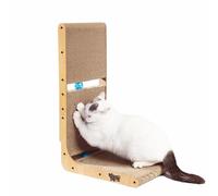 Cat Scratcher Scratching Post with 2 Cat Ball Toy Track Scratchers for Indoor Cats Scratching Board Cardboard L Shaped Scratch Pad for Cats as Beds & Furniture