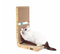 Cat Scratcher Scratching Post with 2 Cat Ball Toy Track Scratchers for Indoor Cats Scratching Board Cardboard L Shaped Scratch Pad for Cats as Beds & Furniture
