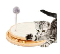 Cat Scratcher Sisal Scratching Board Natural Sisal Pad Cat Interactive Toy with Track Spring Ball for All Cats Indoor Cats Chasing Hunting Play Relax Physical Exercise Puzzle 15.4x13x6.3"