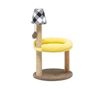 Cat Scratcher Tower, Floor To Ceiling Cat Tree with Interactive Pom Pom and Cat Post, Space Saving Ca Furniture for Indoor Cats(Yellow)