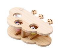Cat Scratcher Toy - 28 x 21 cm Moly Activity Board, Natural Wooden , Interactive Play Centre, Whack-a-Mole Game with Spring Mechanism, Claw Conditioning Cushion