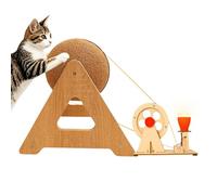 Cat Scratcher with Ball - Kitten Scratch Board | Interactive Kitten Toy Hand-Cranked Built-In LED Light for Play Training Indoor Outdoor Apartment Living Room Patio House Boredom Birthday